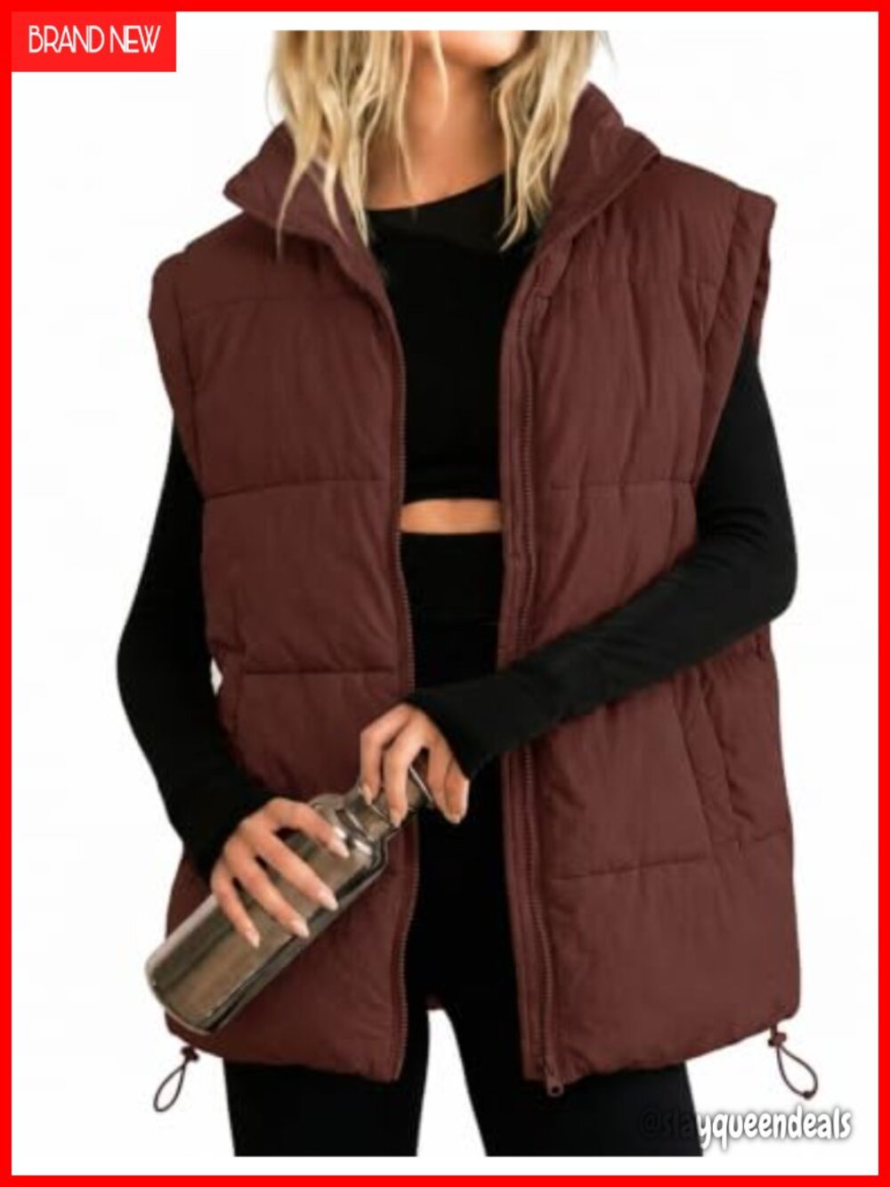 Women's Zip Up Puffer Vest Stand Collar Sleeveless Padded Jacket Coat